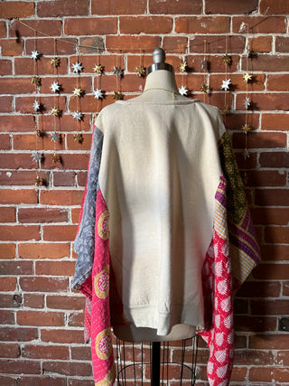 Upcycled Stevie Nicks Kantha Poncho Sweatshirt