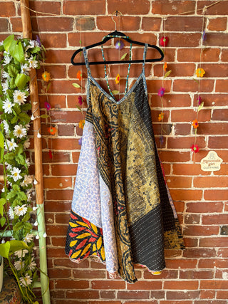 Coffee In The Morning Midi Kantha Summer Dress With Pockets - Fits up to 2X