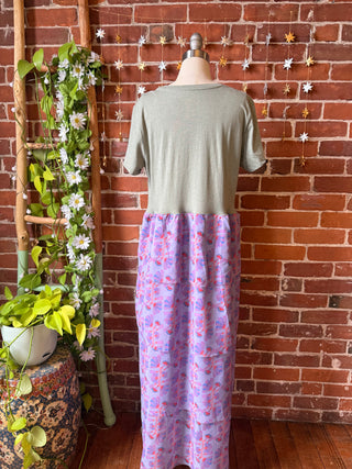 OOAK Winter Collection - Size Medium David Bowie Inspired Upcycled Floral Flowy Ruffle Long Side Split Tee