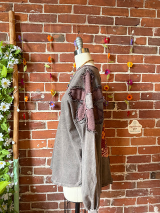 OOAK Summer Collection - Upcycled Kantha Peace Sign + Flower Patch Patchwork Top ☮️
