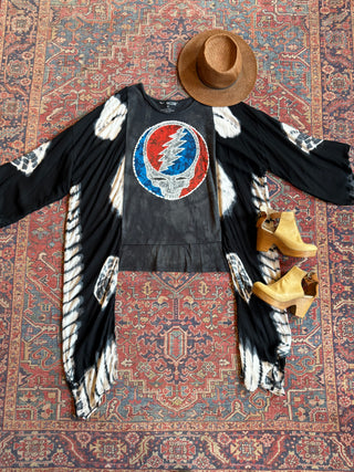 Grateful Dead Inspired Stealie Hybrid Tie Dye Hi Lo Top