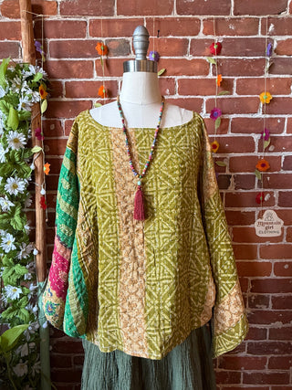 OOAK Summer Collection - Reversible Cosmic Drift Kantha Poncho Top - 2 Tops in 1