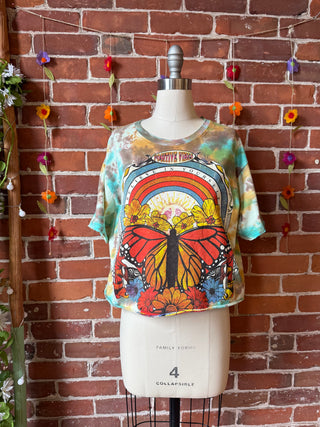 Cotton Butterfly Positive Vibes Tie Dye Cropped Tee