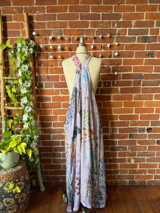 Solstice Flowy Patchwork Jumper Dress - Light Lavender