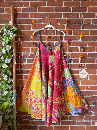 Coffee In The Morning Midi Kantha Summer Dress With Pockets - Fits up to 2X