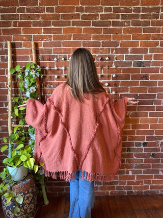 OOAK Autumn Collection - Upcycled Cotton Fringe Dreams Ruana Robe