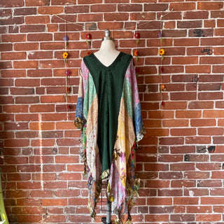 Autumn Skies Flowy Patchwork Poncho Tunic