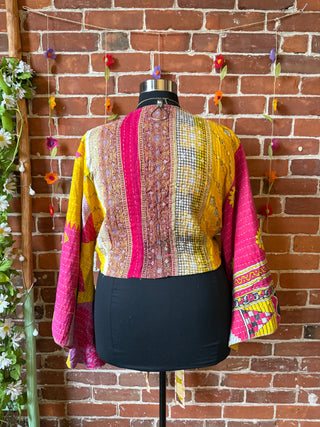 Plus Size Nova Kantha Bell Sleeve Wrap Top
