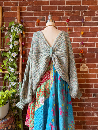 Moonlit Meadow Two-Way Sweater - Butterfly Style Knit Pullover