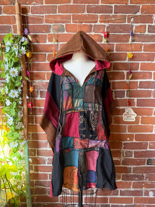 Juniper Patchwork Poncho Hoodie-Multiple Colors Available - Fair Trade Made