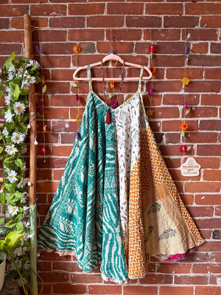 Coffee In The Morning Midi Kantha Summer Dress With Pockets - Fits up to 2X