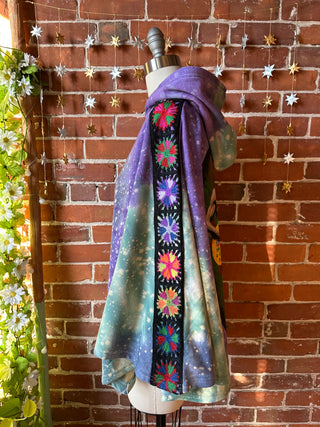 OOAK Winter Collection- Upcycled Peter Tosh Tie Dye Granny Square Hoodie Poncho