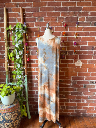 OOAK Spring Collection - Tie Dye Callisto Kantha Crescent Moon Tank Top Maxi Dress