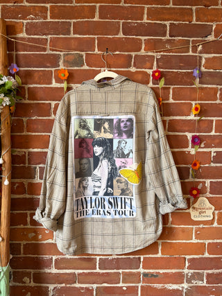 OOAK Autumn Collection- Unisex Size M Upcycled Taylor Swift Inspired Button Up Plaid Flannel Top