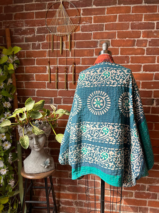 Mystery Print Gemini Kantha Cocoon Shawl