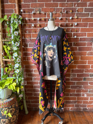 OOAK Winter Collection- Upcycled Stevie Silver Springs Inspired Hi Lo Kantha Poncho Top
