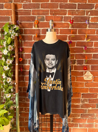 OOAK Autumn Collection- Upcycled Justin Timberlake Inspired Tie Dye Poncho Tee