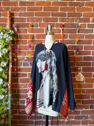 OOAK Summer Collection- Taylor Swift Inspired Birdsong Batik Wing Style Poncho Tee