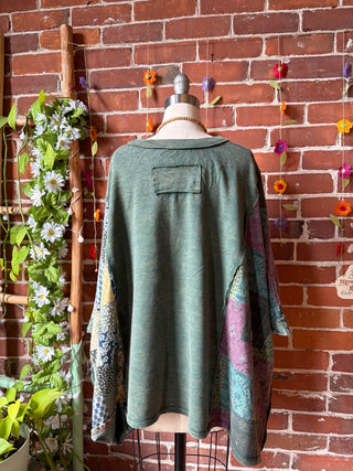 OOAK Summer Collection - Upcycled Peace Sign Patch Patchwork Poncho Style Top ☮️