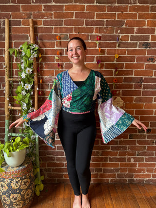 Cotton Patchwork Nova Bell Sleeve Wrap Top - Fair Trade Made