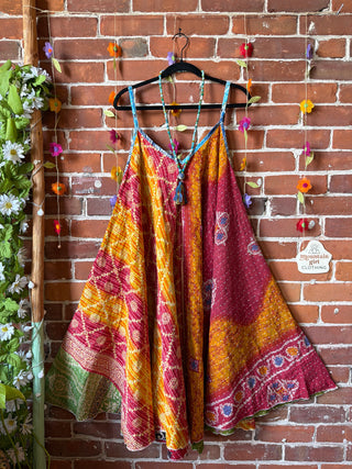 Coffee In The Morning Midi Kantha Summer Dress With Pockets - Fits up to 2X