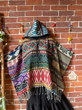 The Wild & Woven Patchwork Hooded Poncho - Fair Trade Made - Final Sale