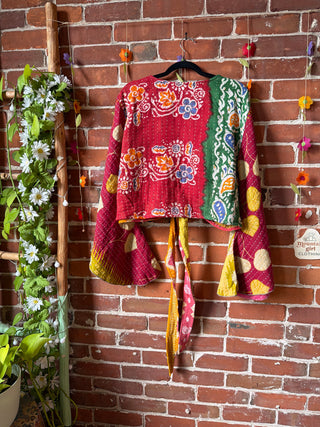 Plus Size Nova Kantha Bell Sleeve Wrap Top- 100% Cotton - Fair Trade Made