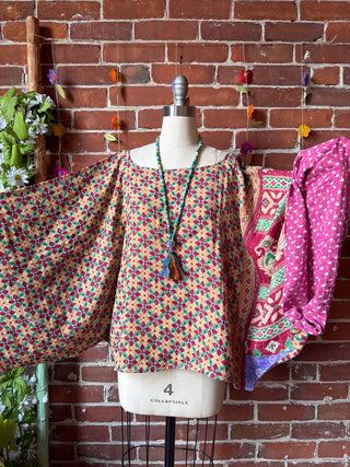OOAK Summer Collection - Reversible Cosmic Drift Kantha Poncho Top - 2 Tops in 1