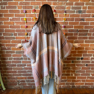 The Softest Farmers Market Fringe Poncho - Earthy Mauve + Lavender