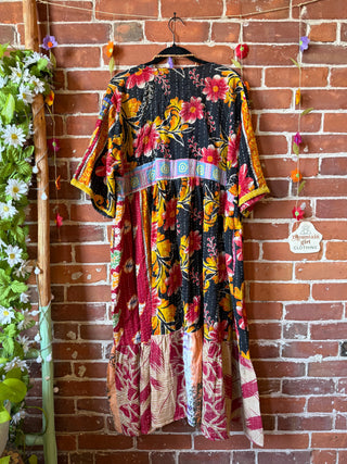 Coffee In The Morning Kantha Dress - Fits up to 3X - 100% Cotton- Fair Trade Made