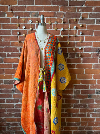 Reversible Stardust Kantha Ruana Jacket