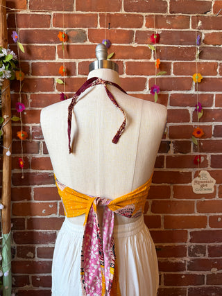 Size 14-20 In Bloom Reversible Kantha Halter Top - 100% Cotton - Fair Trade Made