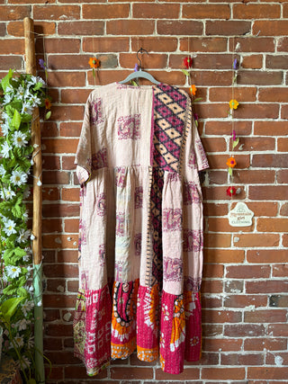 Coffee In The Morning Kantha Dress - Fits up to 3X