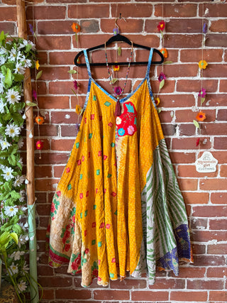Coffee In The Morning Midi Kantha Summer Dress With Pockets - Fits up to 2X