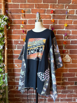OOAK Summer Collection- Upcycled Bob Seger 2019 Tour Inspired Vintage Butterfly Patch Floral Poncho Tee
