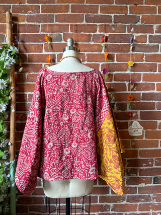 OOAK Summer Collection - Reversible Cosmic Drift Kantha Poncho Top - 2 Tops in 1