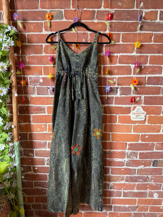 Forest Song Embroidered Cotton Wide Leg Overalls 🌿 -Multiple Sizes