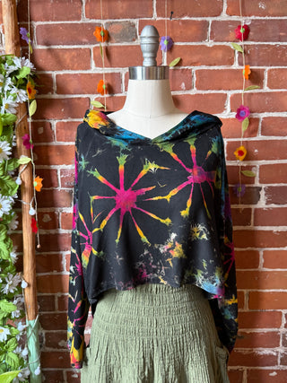 Dark Side of the Moon Rainbow Cropped Tie Dye Hoodies - Multiple Colors Available - Fair Trade Made