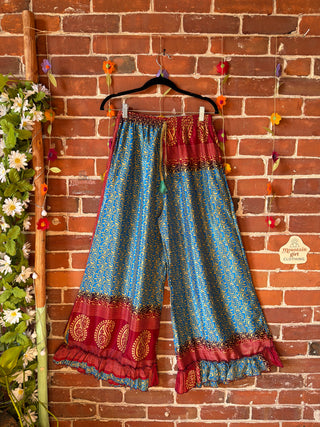 Festival Drift Wide Leg Recycled Sari Lounge Pants - Fair Trade Made