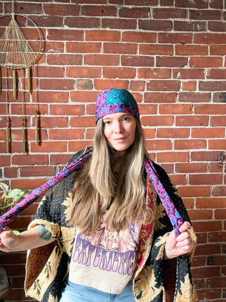 Jewel Tones Mandala Fringe Headband / Hat Band