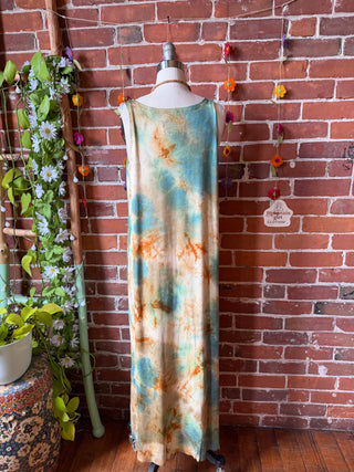 OOAK Spring Collection - Tie Dye Callisto Kantha Crescent Moon Tank Top Maxi Dress