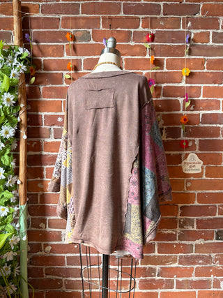 OOAK Summer Collection - Upcycled Flower Patch Patchwork Poncho Style Top 🌼
