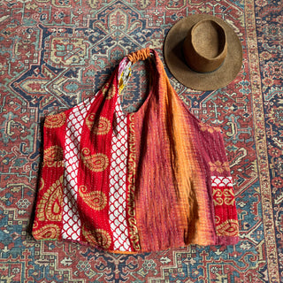 Oversized Patchwork Kantha Sling Tote Bag