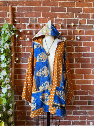OOAK Autumn Collection - Lennon Kantha Bell Sleeve Hooded Jacket