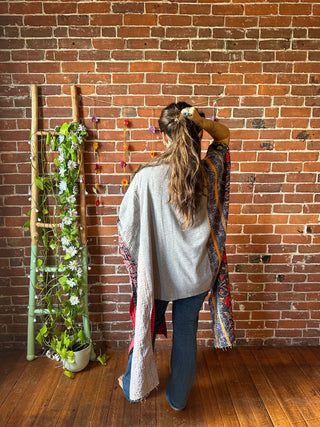 Upcycled Front Pockets University of Vermont Hi Lo Kantha Poncho Top