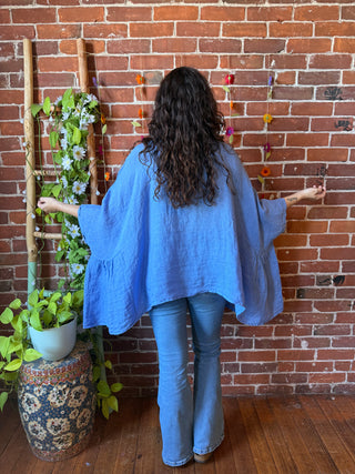 Driftwood Linen Drape Poncho Top - Made in Italy - 4 Colors Available