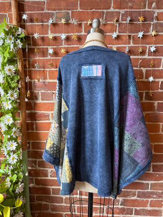 OOAK Winter Collection - Upcycled Kantha Flower Patch Patchwork Poncho Style Top 🌼