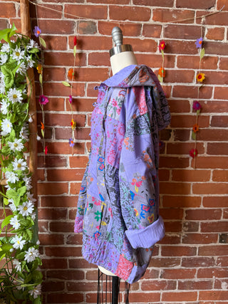 Purples Meadow Patchwork Hoodie Hooded Jacket