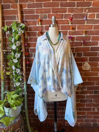 OOAK Autumn Collection-Tie Dye V-Neck Hybrid  Hi Lo Top