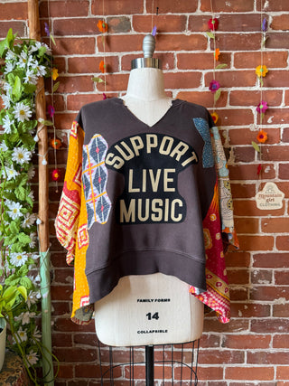 OOAK Autumn Collection- Upcycled Support Live Music Poncho